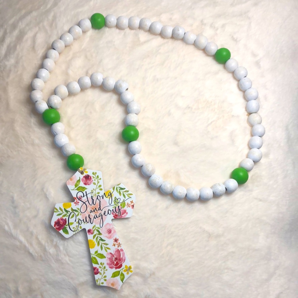Handmade Wooden Rosary Garland.